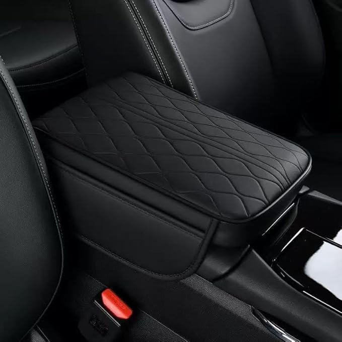 Center Console Armrest Cover Compatible with Kia K5 2021-2025 Leather Car Armrest Cushion Pad Protector Black Interior Accessories,Black