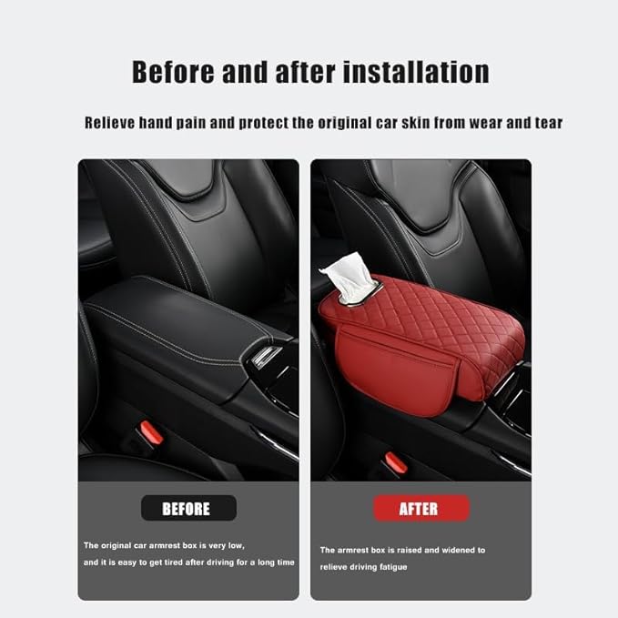 Car Armrest Pad for Hyundai Venue 2020–2025, Center Console Cover with Memory Foam Cushion, Anti-Slip Protector, Arm Rest Cushion Car Interior Accessories,A Black