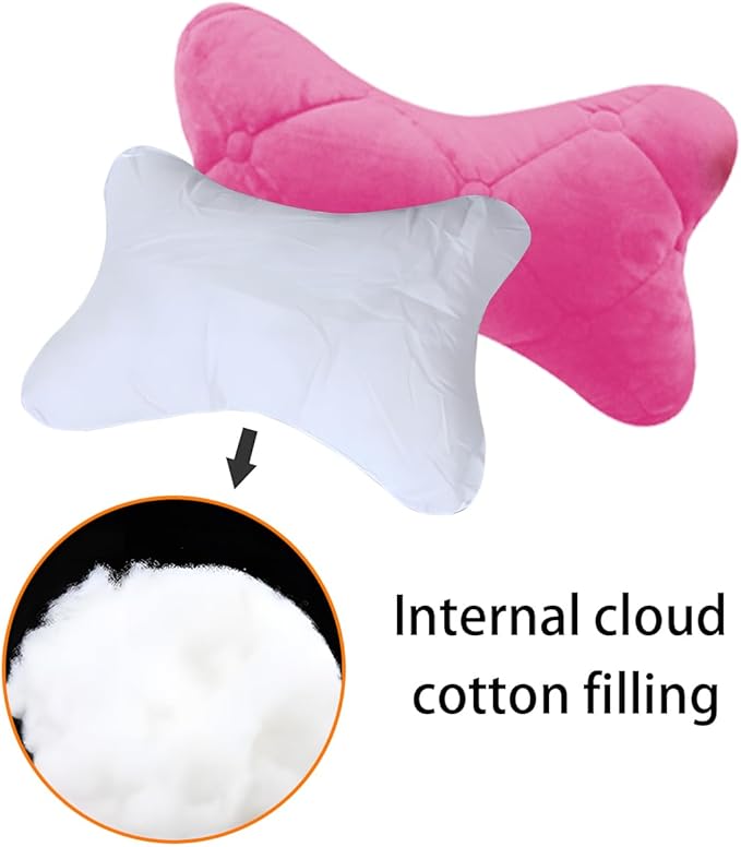 2PCS Car Headrest Pillow, Soft Comfortable Vehicle Neck Pillow Cushion, Automotive Interior Head Rest Pad Accessories for Driving Fatigue Relief, Universal for SUV, Sedan, Truck (Pink)