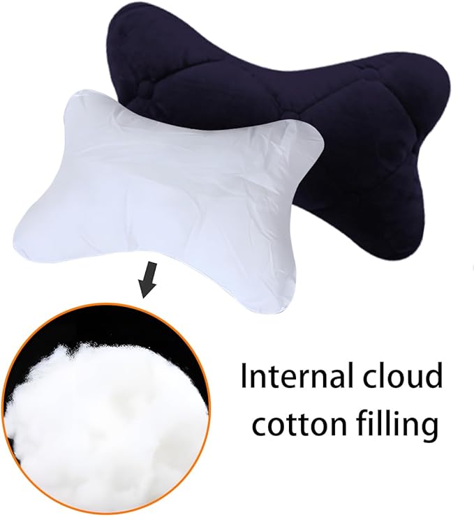 2PCS Car Headrest Pillow, Soft Comfortable Vehicle Neck Pillow Cushion, Automotive Interior Head Rest Pad Accessories for Driving Fatigue Relief, Universal for SUV, Sedan, Truck (Black)