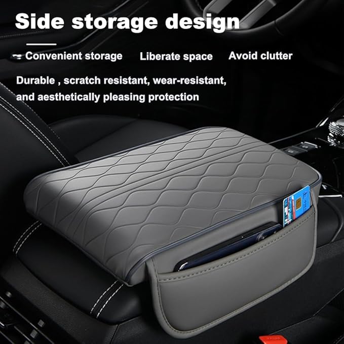 Center Console Armrest Cover Compatible with Kia K5 2021-2025 Leather Car Armrest Cushion Pad Protector Black Interior Accessories,Black