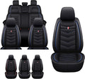 MVRVMV 8 Seat Covers for Honda Pilot 2010-2026, Waterproof Anti-Slip Car Seat Cover Compatible with Airbags (8 Seat Standard, Black-Blue