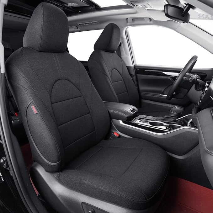 coverdream Custom Seat Covers Compatible with Select Toyota Highlander 2014 2015 2016 2017 2018 2019,Three Row,Second Row 40/60 Split (Black,Full Set)