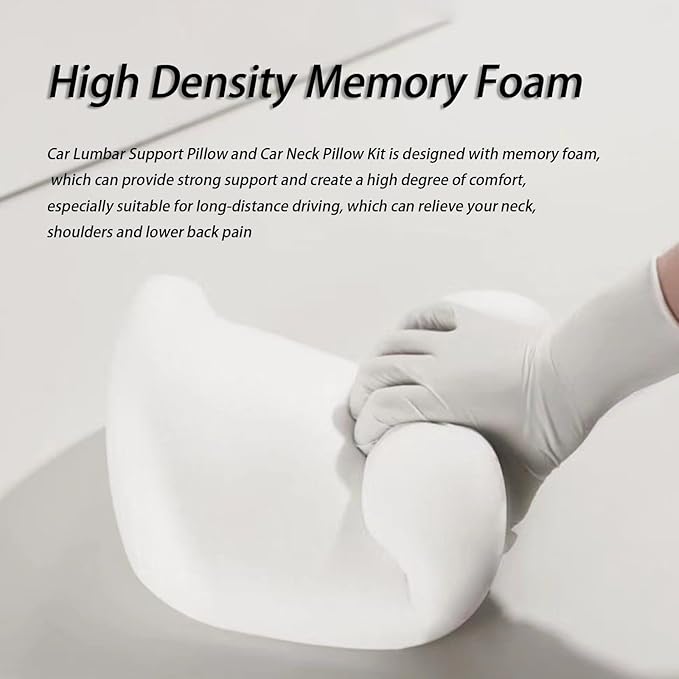 Car Lumbar Support Pillow and Car Neck Pillow Kit for BMW 4 Series 8 Series Convertible, Car Seat Neck Back Rest Pillows, Ergonomic Car Seat Headrest & Lumbar Cushion,C Coffee