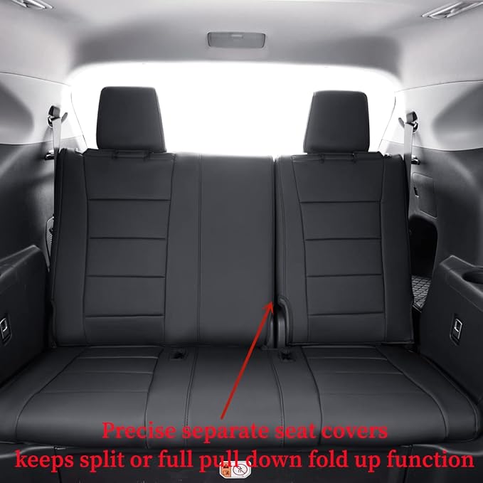 coverdream Highlander Leather Seat Covers Full Set for 2014-2019 Toyota Highlander LE XLE SUV Seat Cushion,Three Row,2nd Row 40/60 Split Seat,Fully Covered,Luxury Waterproof Car Seat Protector(Black)