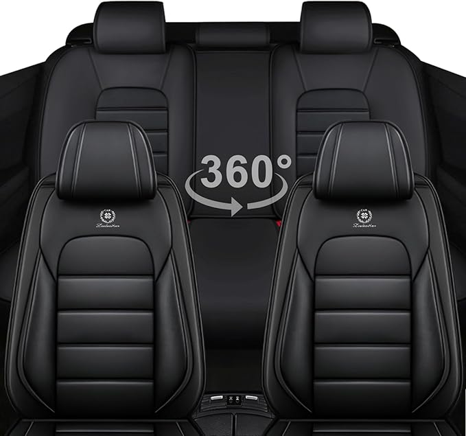 AREKA 5 Seat Covers for Honda Civic 2002-2026 Breathable Car Seat Covers,Anti-Slip Waterproof Car Seat Protectors with Airbag,Automotive Vehicle Cushion with Storage Pockets (Standard,Black)