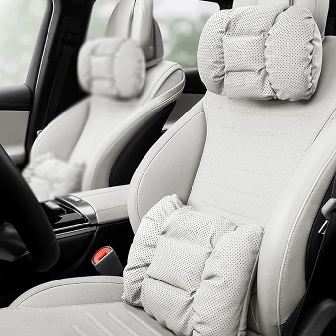 Neck Pillow Automotive Seat Cushions for Honda CR-V 6th/VI V IV III II I RW/RT/RM/RE/RD/Hybrid 2015-2025, Relieving Neck Stiffness Sciatica Relief Car Headrest Lumbar Pillow,White
