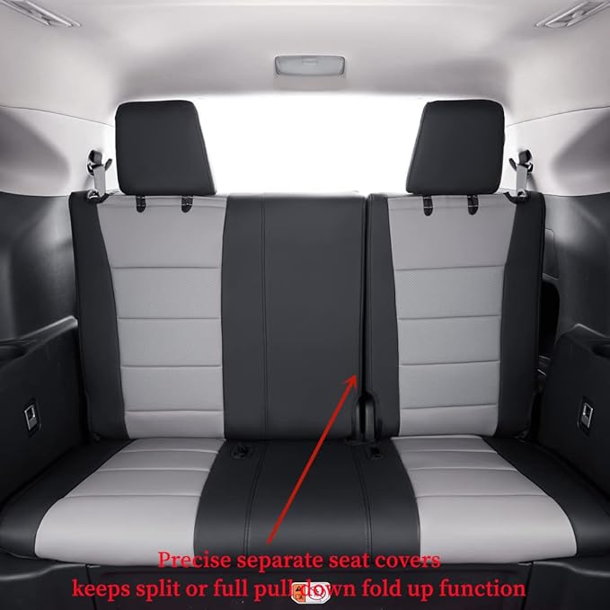 coverdream Custom Seat Covers Compatible with Select Toyota Highlander 2014 2015 2016 2017 2018 2019,Three Row,Second Row 40/60 Split - Leatherette (Black/Gray,Full Set)