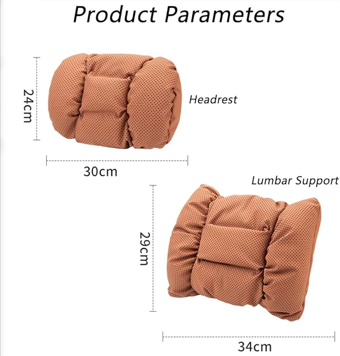 Neck Pillow Automotive Seat Cushions for Mercedes Benz GLS/AMG X167 X166 SUV 2015-2025, Relieving Neck Stiffness Sciatica Relief Car Headrest Lumbar Pillow,Brown