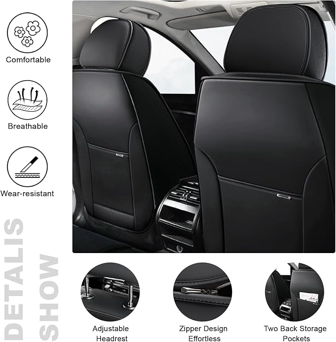 AREKA 5 Seat Covers for Honda Accord 2003-2026 Breathable Car Seat Covers,Anti-Slip Waterproof Car Seat Protectors with Airbag,Automotive Vehicle Cushion with Storage Pockets (Standard,Brown)
