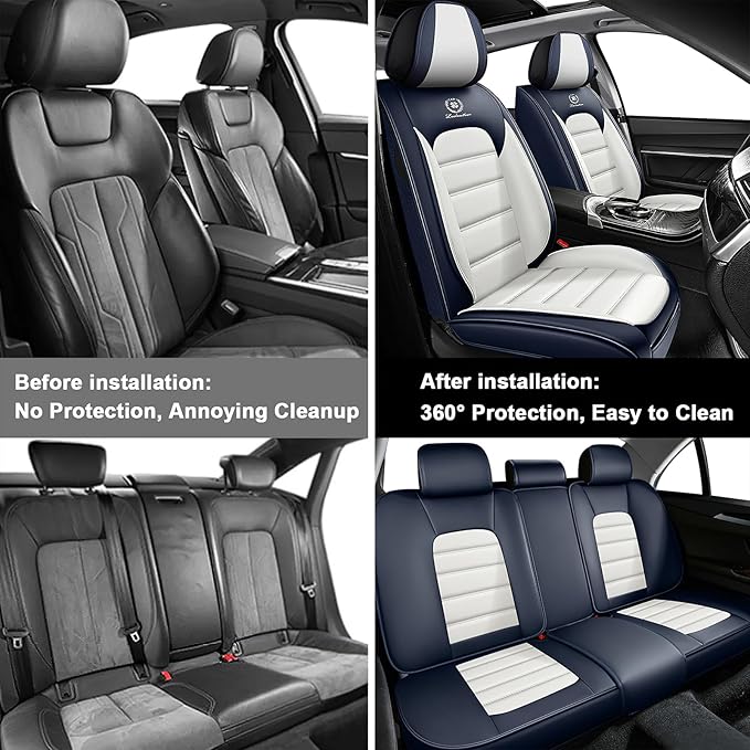AREKA 5 Seat Covers for Honda Accord 2003-2026 Breathable Car Seat Covers,Anti-Slip Waterproof Car Seat Protectors with Airbag,Automotive Vehicle Cushion with Storage Pockets (Standard,Blue)