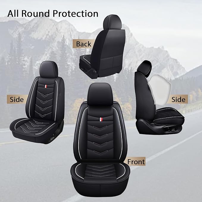 MVRVMV 5-Seat Car Seat Covers for Ford Explorer 2012-2026, Waterproof Non-Slip Wear-Resistant Leather Seat Cover (5 Seat Standard, Black-White)