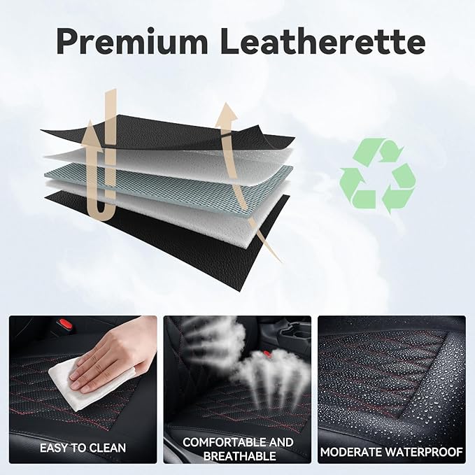 coverdream Highlander Leather Seat Covers Full Set for 2020-2026 Toyota Highlander SUV Seat Cushion,2nd-Row 40/60 Split Bench Seats,Fully Covered,Luxury Waterproof Car Seat Protecto (Black & Diamond)