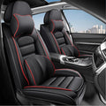 AREKA 2 Car Seat Covers for Honda Civic 2002-2026 Breathable Leather,Waterproof Car Seat Protectors with Comfort Headrest Pillows,Automotive Vehicle Cushion with Storage Pockets (Luxury,Redline)