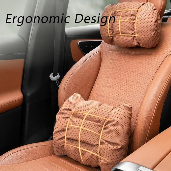 Neck Pillow Automotive Seat Cushions for Mercedes Benz GLS/AMG X167 X166 SUV 2015-2025, Relieving Neck Stiffness Sciatica Relief Car Headrest Lumbar Pillow,Black