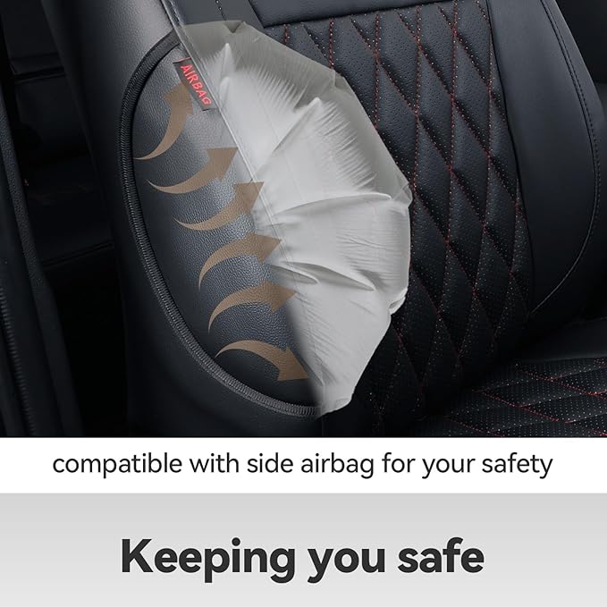 coverdream Highlander Leather Seat Covers Full Set for 2020-2026 Toyota Highlander SUV Seat Cushion,2nd-Row 40/60 Split Bench Seats,Fully Covered,Luxury Waterproof Car Seat Protecto (Black & Diamond)