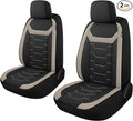 CAROMOP Breathable Car Seat Cover 2 Front Seats, 3D Air Mesh Cloth Seat Covers for Cars, Universal Fit Automotive Car Interior Covers for SUV Vans Sedans Trucks(Black/Beige)