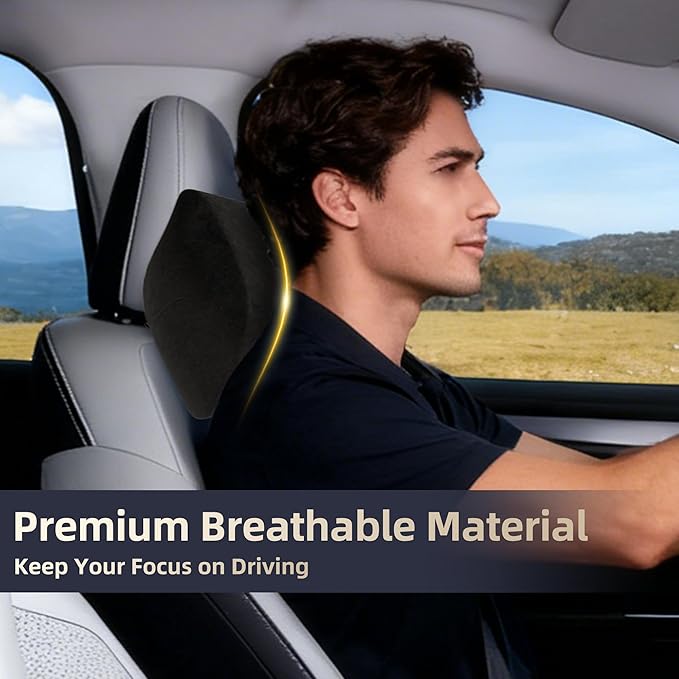 Car Neck & Lumbar Support Pillow Set for Kia Sportage, Soft Memory Foam Headrest & Back Cushion, Ergonomic Comfortable Seat Support for Daily Driving and Long Trips Car Interior Accessories