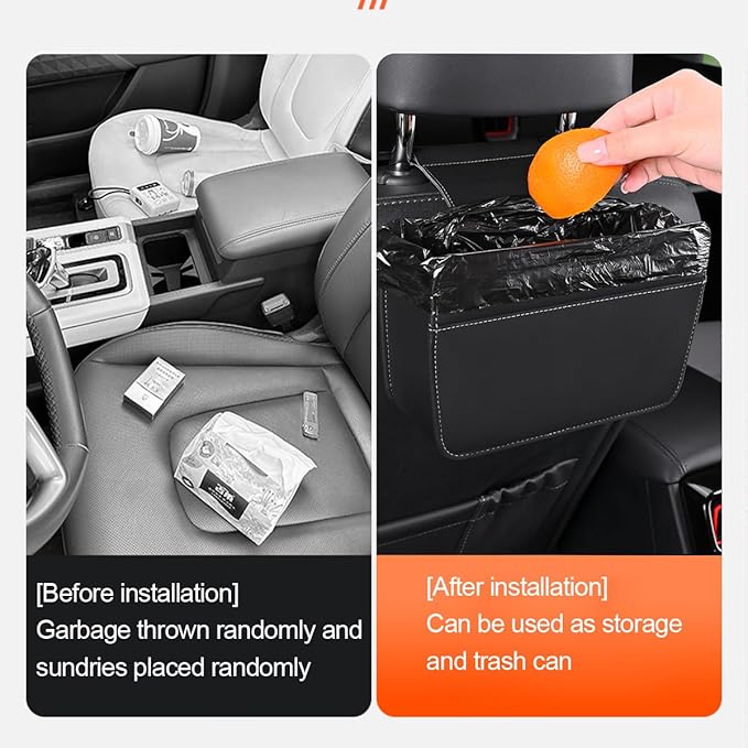 Car Seat Back Organizer, Leather Multipurpose Vehicle Backseat Storage Pocket, Waterproof Automotive Interior Hanging Bag Accessories, Universal for SUV, Sedan, Truck (White)