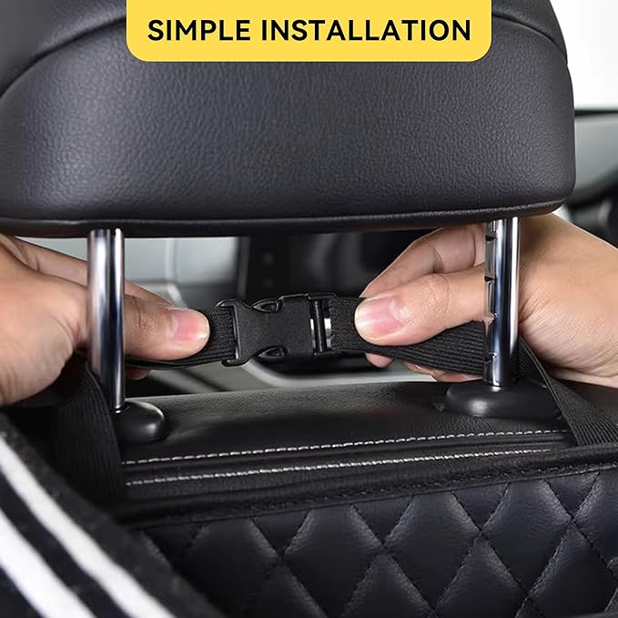 Car Seat Back Organizer, PU Leather Vehicle Backseat Hanging Storage Pocket, Multipurpose Auto Travel Essentials Accessories for Kids & Adults, Universal for Most Cars (Pink)