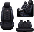 MVRVMV 5-Seat Car Seat Covers for Ford Explorer 2012-2026, Waterproof Non-Slip Wear-Resistant Leather Seat Cover (5 Seat Standard, Black-Blue)