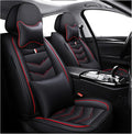MVRVMV for Ford Mustang 2006-2026 Seat Covers, Waterproof Leather Seat Cover with 2* Neck Pillow and 2* Lumbar Support (2 Seat Luxury,Black-Red)