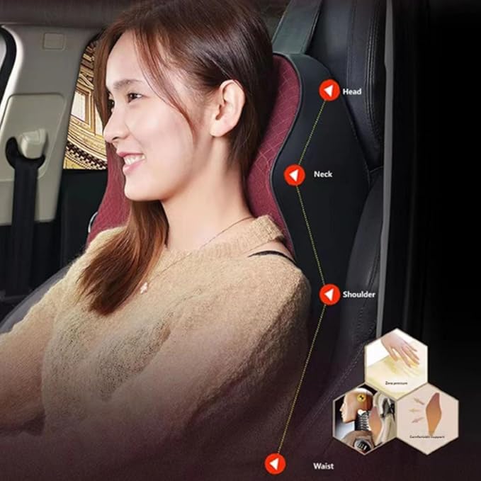 Car Headrest and Lumbar Support Pillow for Honda Civic 2012-2026 Seat Back Cushion Neck Pillow Driving Support Cushion Interior Accessories,1 headrest-Brown Style