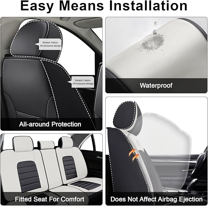 AREKA 2 Seat Covers for Honda Civic 2002-2026 Breathable Car Seat Covers,Anti-Slip Waterproof Car Seat Protectors with Airbag,Automotive Vehicle Cushion with Storage Pockets (Standard,Gray)