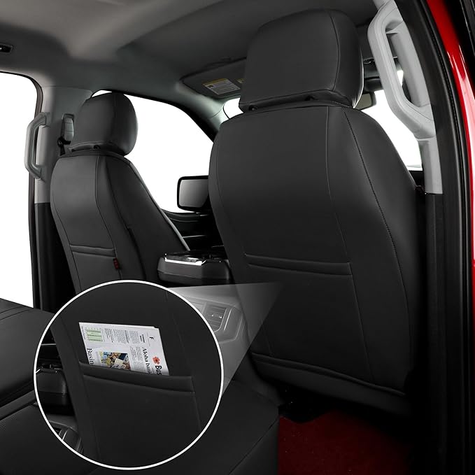 coverdream Highlander Leather Seat Covers Full Set for 2014-2019 Toyota Highlander LE XLE SUV Seat Cushion,Three Row,2nd Row 40/60 Split Seat,Fully Covered,Luxury Waterproof Car Seat Protector(Black)
