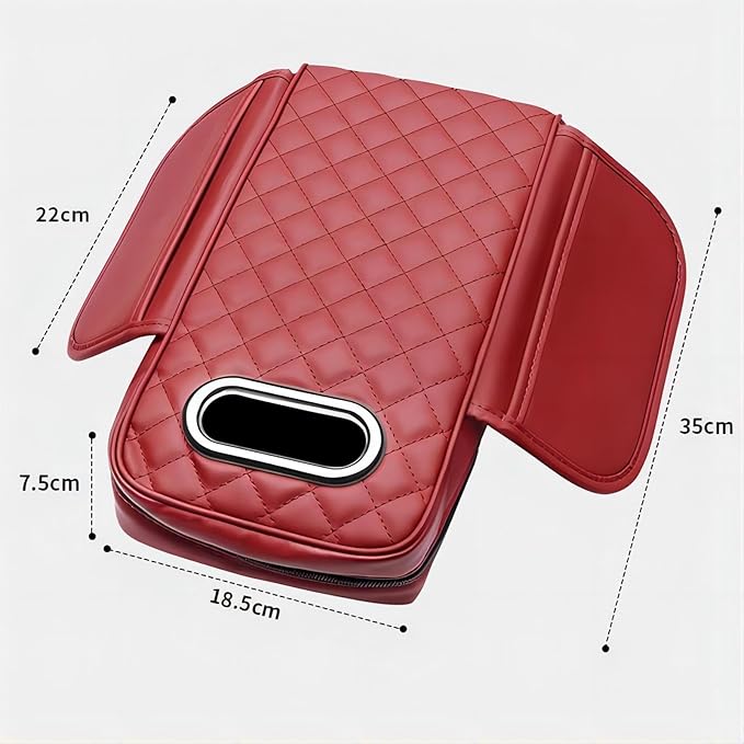 Car Armrest Pads for Hyundai Santa Fe Sport 2013 2014 2015 2016 2017 2018,Leather Center Console Covers Waterproof Anti-Slip Scratch Comfortable Automobile Protective Accessories,Claret