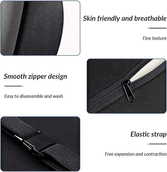 Car Headrest & Lumbar Support Cushion for Citroen DS3 C5 C3 C2 C4 C6, Ergonomic Automotive Seat Neck Pillow Lumbar Backrest Pad Neck Back Pain Relief Detachable Washable, Pink