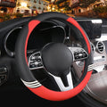 14 inch Cute Steering Wheel Cover for Women Men Faux Leather and Carbon Fiber,Black and Red