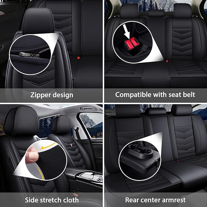 MVRVMV 2-Seat Car Seat Covers for Ford Explorer 2012-2026, Waterproof Non-Slip Wear-Resistant Leather Seat Cover (2 Seat Standard, Black)