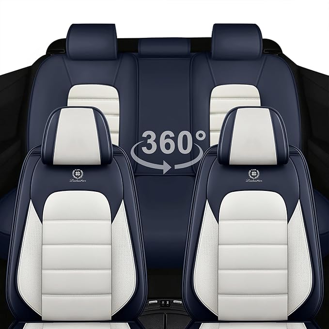 AREKA 5 Seat Covers for Honda Civic 2002-2026 Breathable Car Seat Covers,Anti-Slip Waterproof Car Seat Protectors with Airbag,Automotive Vehicle Cushion with Storage Pockets (Standard,Blue)