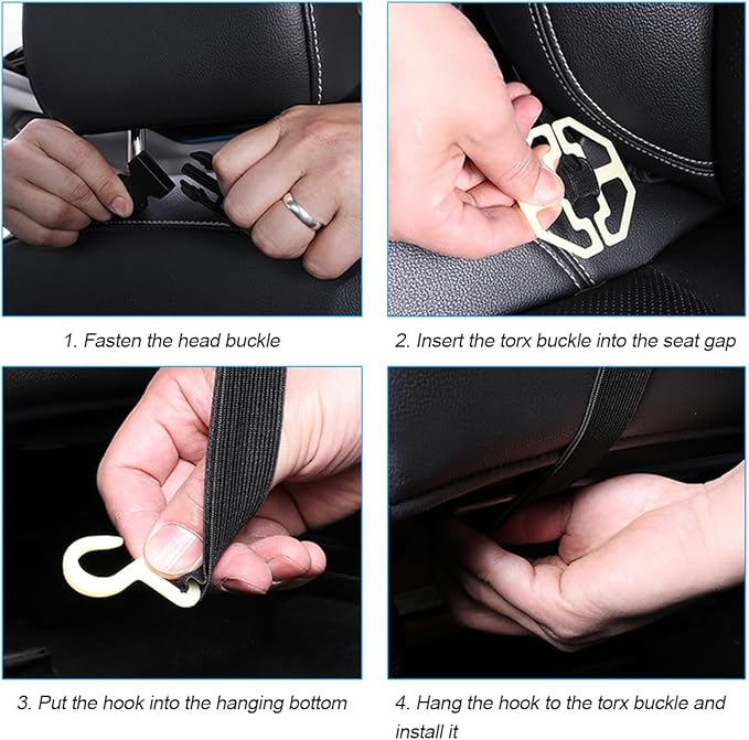 Car Seat Back Organizer, Leather Vehicle Seatback Storage Pocket with Foldable Table Tray, Multifunctional Automotive Backseat Protectors Kick Mats Accessories, Universal Fit (Black)