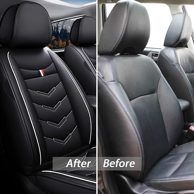 MVRVMV 8 Seat Covers for Honda Pilot 2010-2026, Waterproof Anti-Slip Car Seat Cover Compatible with Airbags (8 Seat Standard, Black-White