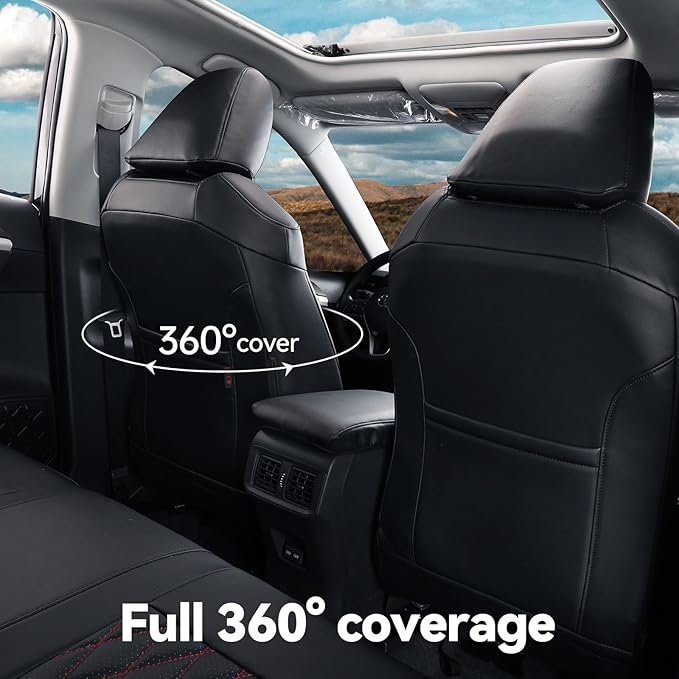 coverdream Highlander Leather Seat Covers Full Set for 2020-2026 Toyota Highlander SUV Seat Cushion,2nd-Row 40/60 Split Bench Seats,Fully Covered,Luxury Waterproof Car Seat Protecto (Black & Diamond)