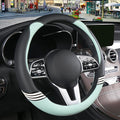 Cute Steering Wheel Cover for Women Men Leather Universal 15 inch,Black and Green