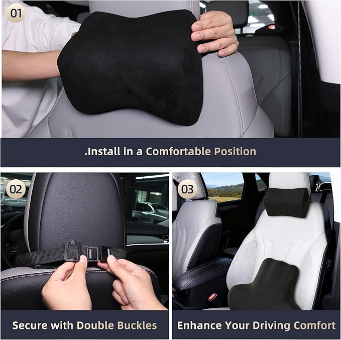 Car Neck & Lumbar Support Pillow Set for Kia Sportage, Soft Memory Foam Headrest & Back Cushion, Ergonomic Comfortable Seat Support for Daily Driving and Long Trips Car Interior Accessories