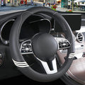 Cute Steering Wheel Cover for Women Men Leather Universal 15 inch,Black