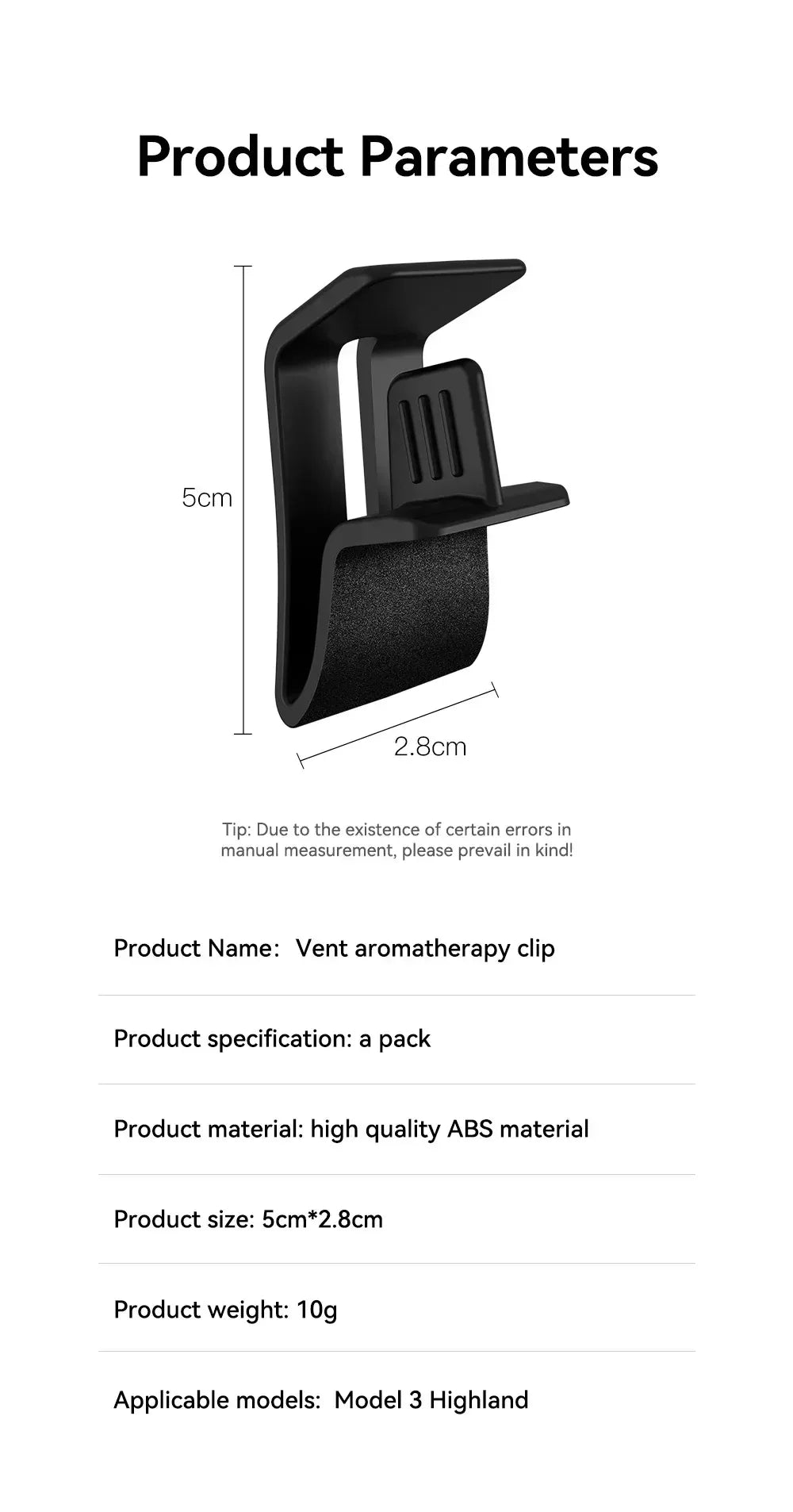 Tesla Model 3 & Model Y Air Vent Diffuser Clip