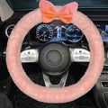 Red Bow Plush Steering Wheel Cover