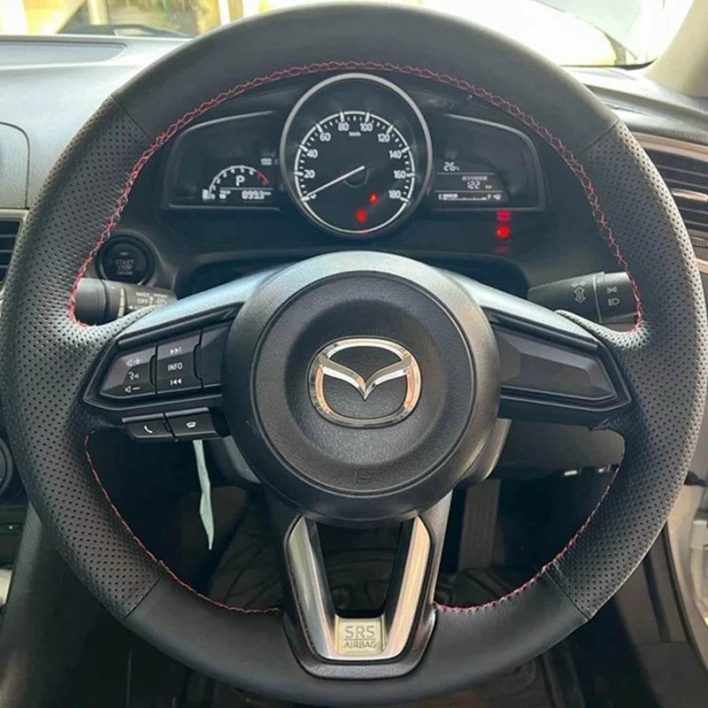 Mazda DIY Black Faux Leather Steering Wheel Cover