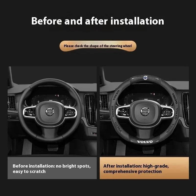 Volvo Carbon Fiber Leather Steering Wheel Cover