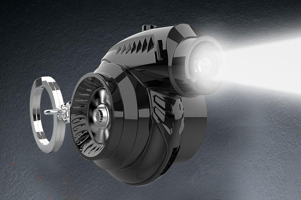 Mini Supercharger Turbo Fan Keychain 300 Lumens Flashlight with Sound Effects