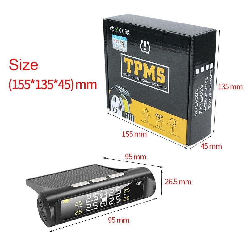 Solar Powered Car Tire Pressure Sensor Monitoring System