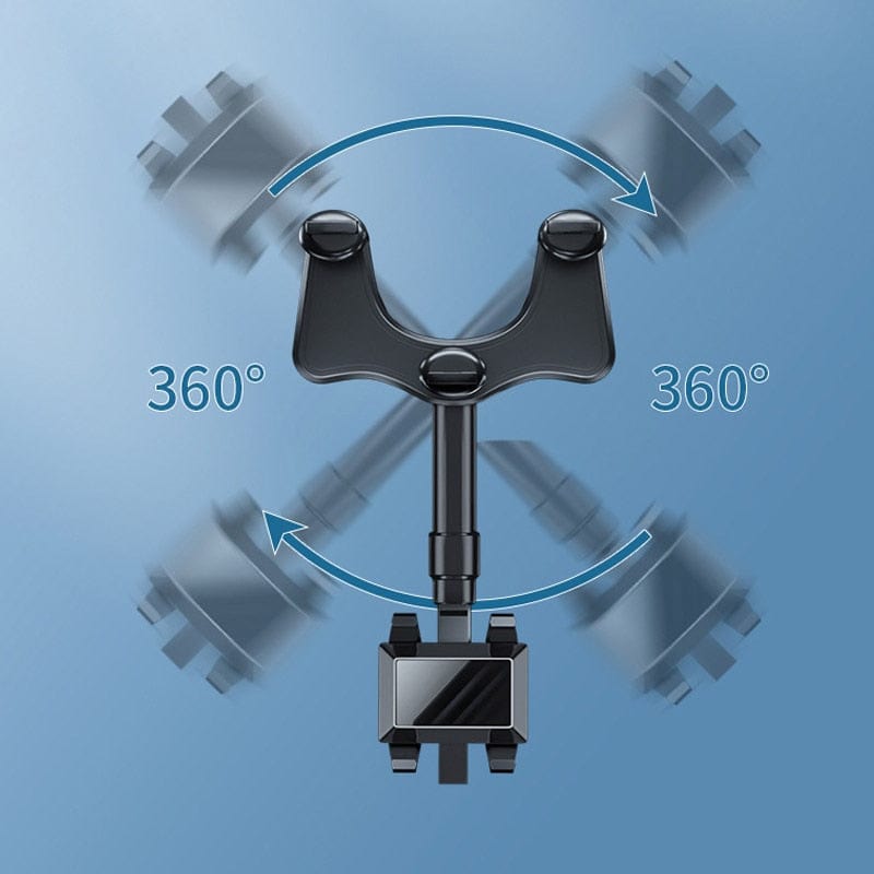 360° Rotatable and Retractable Rearview Mirror Car Phone Holder, Universal Phone and GPS Mount Holder
